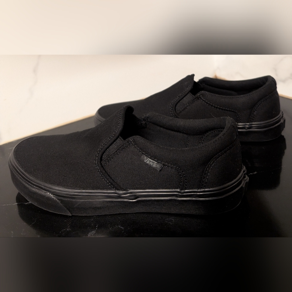 Vans® Asher Men's Black Slip-On Sneakers Size 7.5 Like New - Picture 6 of 10